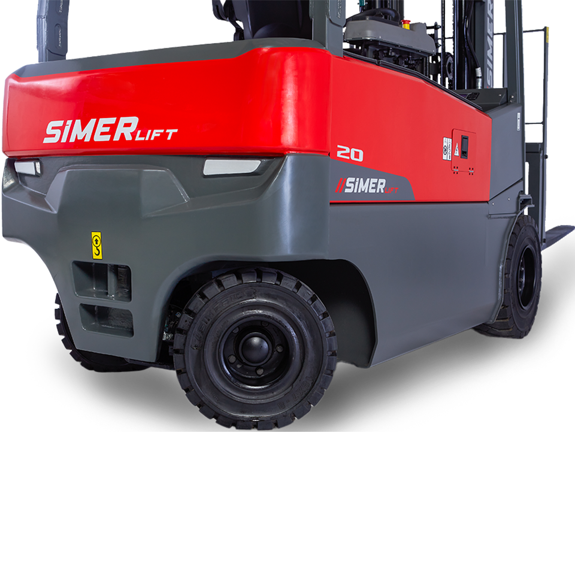 SimerLift 20T-4W forklift, 2000 kg taşıma kapasitesine sahip, AC elektrik motorlu ve dar alanlarda mükemmel manevra kabiliyeti sunan bir modeldir.
